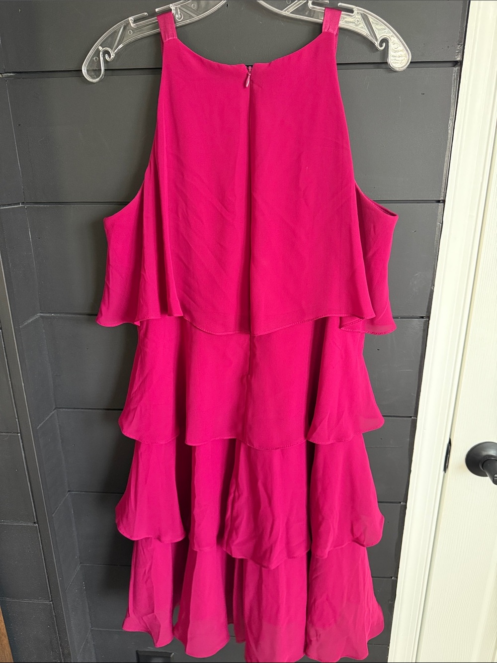 S.L. Fashions Hot Magenta Layered Ruffle Dress - Picture 5 of 5